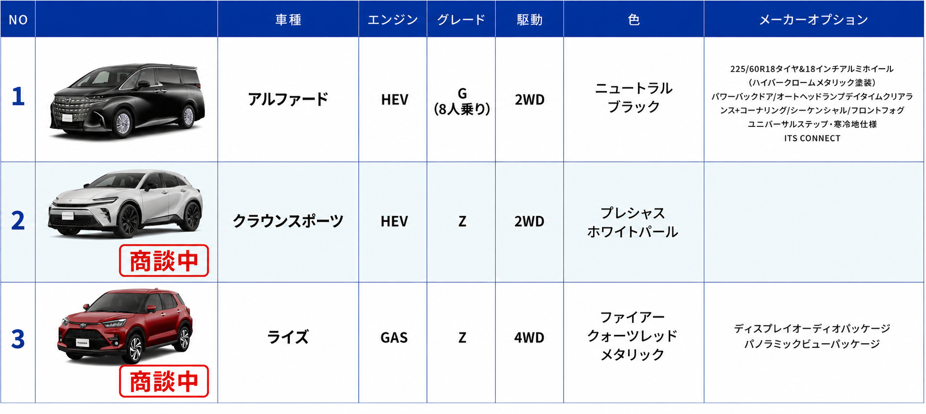特選車一覧